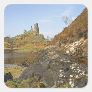 Sticker Carré Kyleakin, Écosse. Les ruines anciennes de