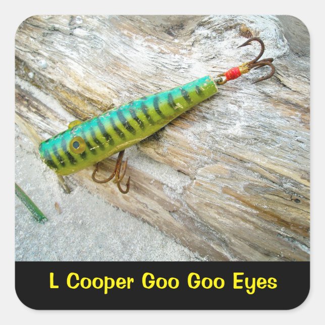 Sticker Carré L Cooper Goo Goo Eyes Antique Pêche Lure (Devant)