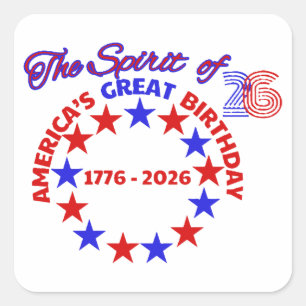 STICKER CARRÉ L’ESPRIT DU 26 - GRAND ANNIVERSAIRE AMÉRICAIN