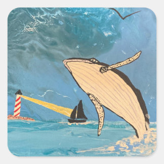 STICKER CARRÉ LA BALEINE ET LA LUMIÈRE
