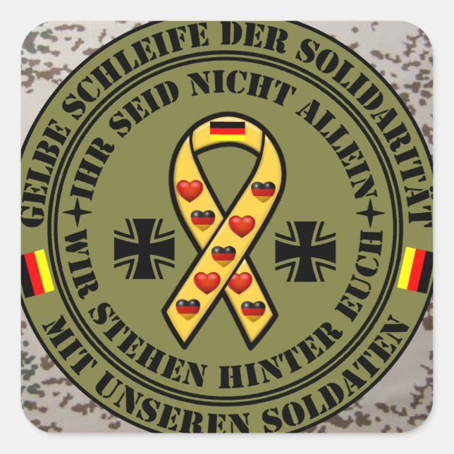 Sticker Carré La boucle jaune de solidarité pour nos soldats (Devant)