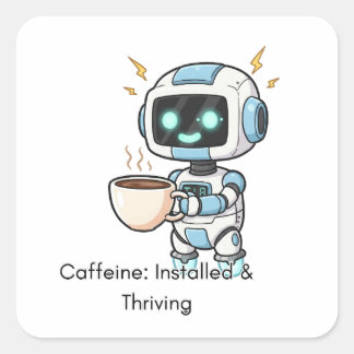 Sticker Carré La caféine robotique : installée et prospère