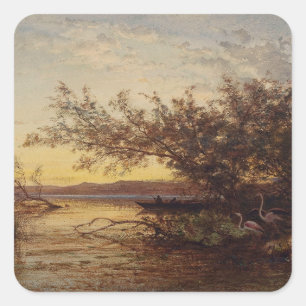 Sticker Carré La Camargue, Coucher De Soleil - Félix Ziem