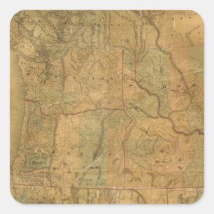 Sticker Carré La carte de Bancroft des états Pacifiques