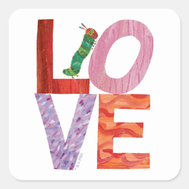 Sticker Carré La Caterpillar Très Affamée | AMOUR (Devant)
