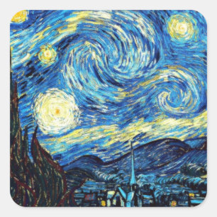 Sticker Carré La célèbre peinture de Van Gogh, Nuit étoilée
