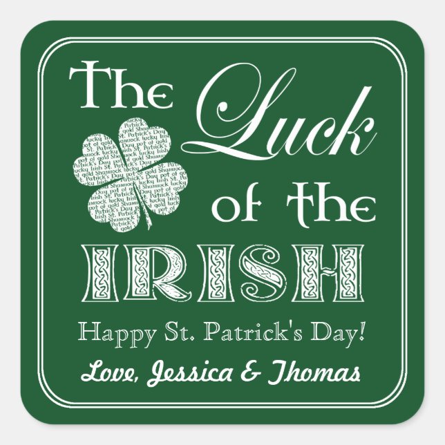 Sticker Carré La chance de la Saint Patrick irlandaise (Devant)