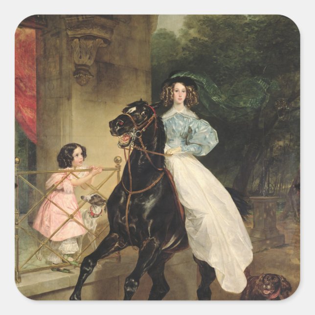 Sticker Carré La Cheval, Portrait de Giovanina (Devant)