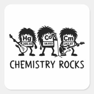 Sticker Carré La chimie déchire le groupe de rock scientifique