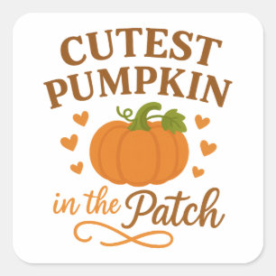 Sticker Carré La citrouille la plus mignonne du patch d'automne