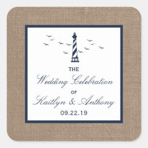 Sticker Carré La collection Mariage de Burlap du phare nautique