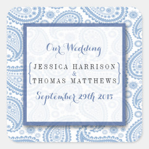 Sticker Carré La collection Mariage moderne Paisley - Bleu