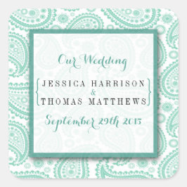 Sticker Carré La collection Mariage moderne Paisley - Vert