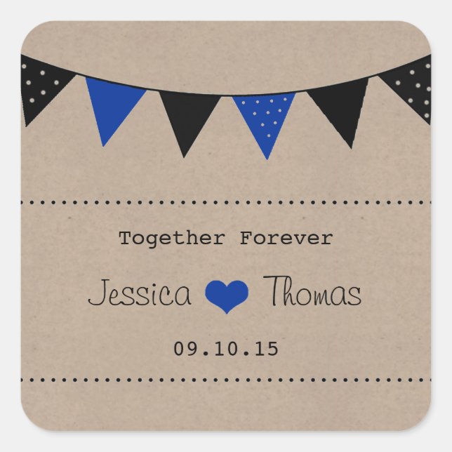 Sticker Carré La collection moderne de Mariages de Bunting Bleu (Devant)