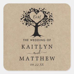 Sticker Carré La collection Rustic Heart Tree Mariage