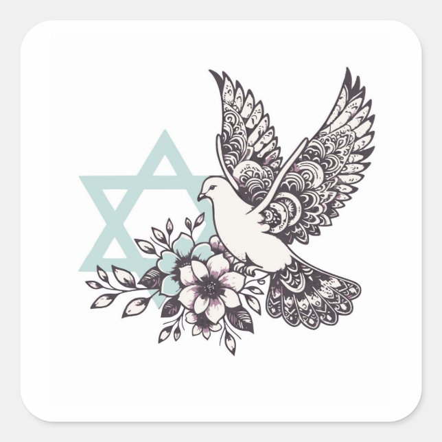Sticker Carré La colombe de la paix pour Israël (Devant)