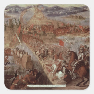 Sticker Carré La conquête de Tenochtitlan