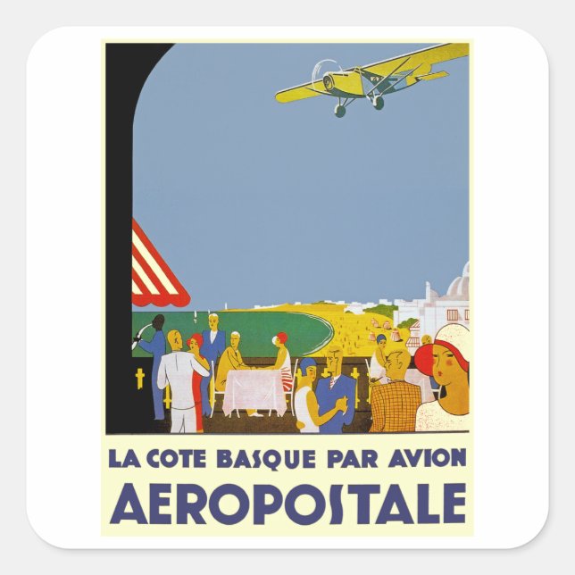 Sticker Carré La Côte Basque Par Avion (Devant)