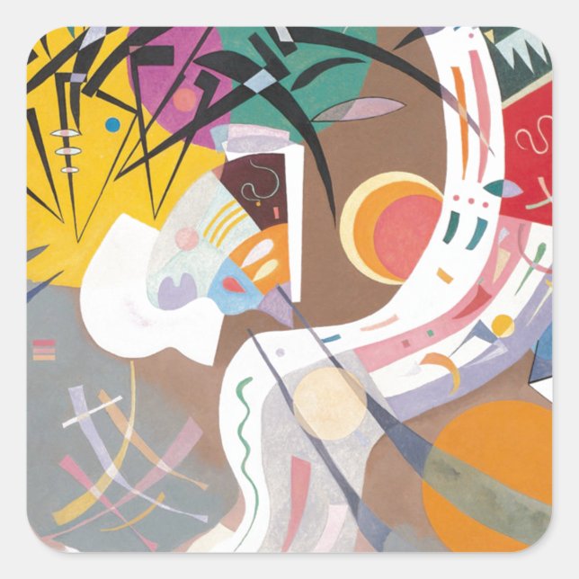 Sticker Carré La courbe dominante de Kandinsky Abstraite (Devant)