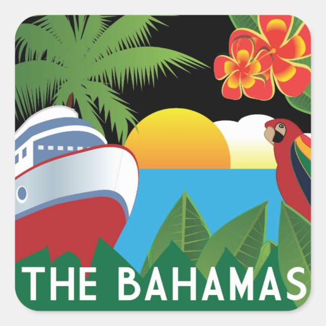 Sticker Carré La croisière Bahamas (Devant)