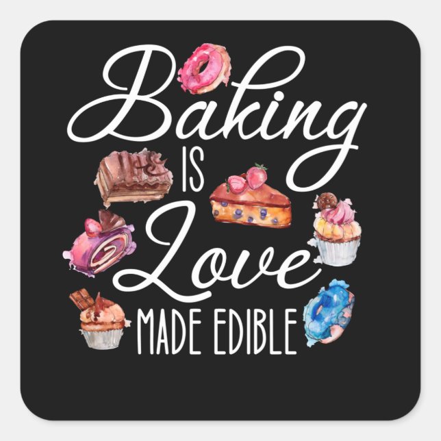 Sticker Carré la cuisson est l'amour comestible (Devant)