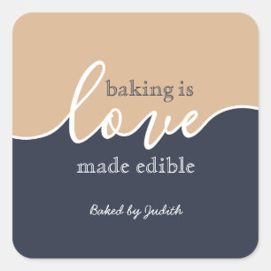 Sticker Carré La cuisson est l'amour fait Script comestible