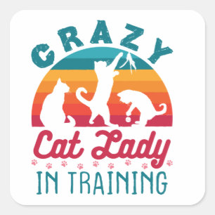 Sticker Carré La dame du chat fou en formation