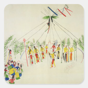 Sticker Carré La danse de Sun de Shoshone (colorant sur la