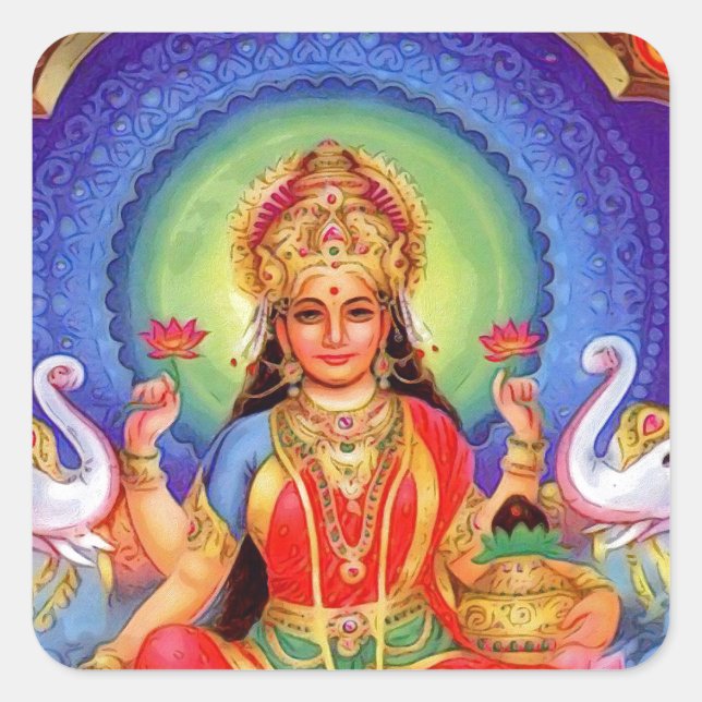 Sticker Carré La déesse hindoue Lakshmi Maa (Devant)