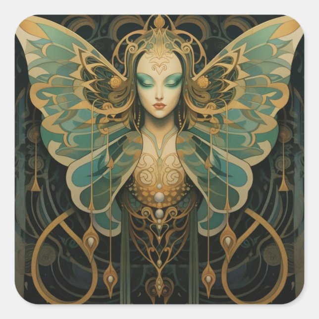 Sticker Carré La déesse Luna Moth (Devant)