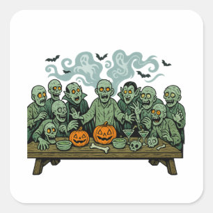 Sticker Carré La Dernière Cène des Zombies - La parodie d'Hallow