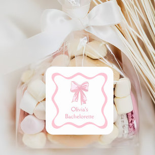 Sticker Carré La fête de bachelorette de Pink Bow pour son maria