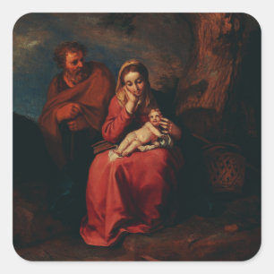 Sticker Carré La Fuite en Égypte par Abraham Bloemaert 