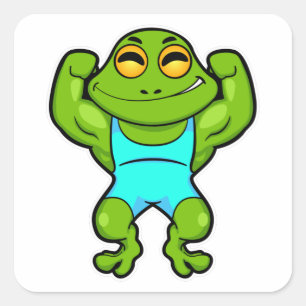 Sticker Carré La grenouille comme culturiste au Bodybuilding