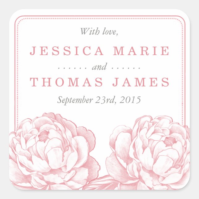 Sticker Carré La jolie collection de Mariages floraux Peony (Devant)