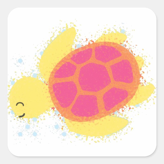 Sticker Carré La jolie tortue de mer (Devant)