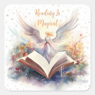 Sticker Carré La lecture est un flocon de neige magique, amoureu