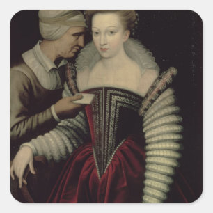 Sticker Carré La lettre d'amour, Madame avec sa domestique