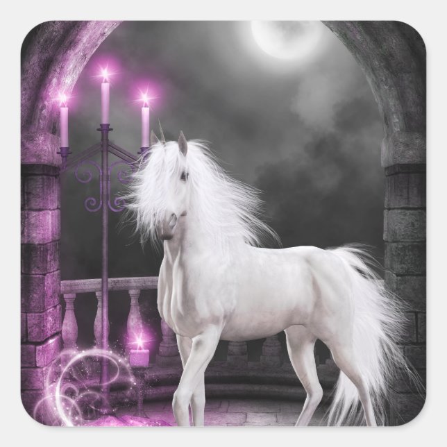 Sticker Carré La licorne enchantée (Devant)