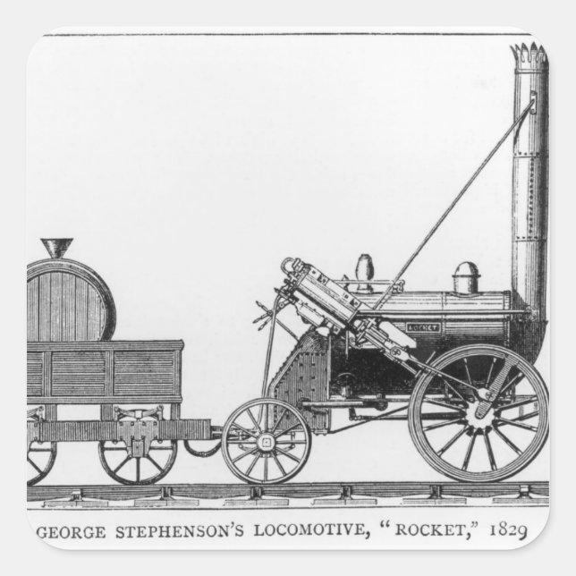 Sticker Carré La locomotive de George Stephenson, Rocket, 1829 (Devant)