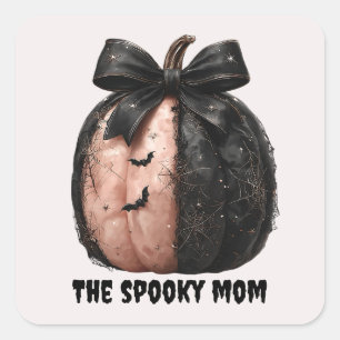 Sticker Carré La maman Éffrayante Citrouille d'Halloween
