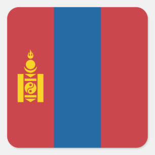Sticker Carré La Mongolie - drapeau mongol