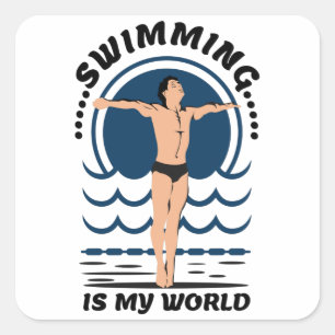 Sticker Carré La natation est mon monde - nager à Speedo