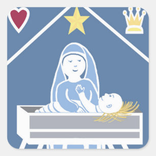 Sticker Carré La Nativité de Jésus et Marie