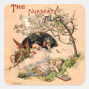 Sticker Carré La Nursery Alice 1890 Couverture Vintage Wonderlan