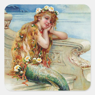 Sticker Carré « La Petite Sirène » par E S Hardy