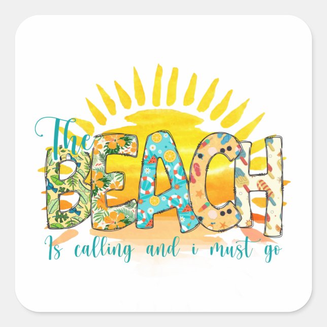 Sticker Carré La Plage Appelle | Coucher de soleil (Devant)