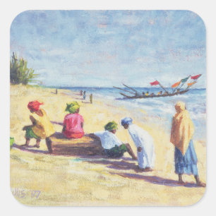 Sticker Carré La plage chez Abene Sénégal 1997