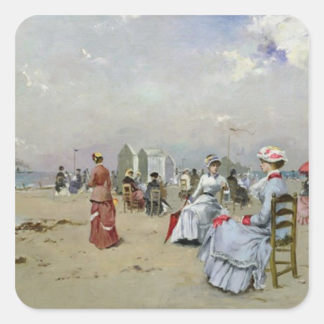 Sticker Carré La Plage de Trouville (Devant)