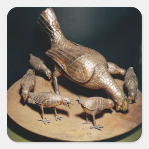 Sticker Carré La poule d'or et ses poules
